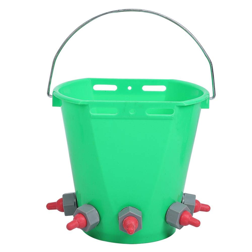 Zerodis 8L Large Capacity Plastic Milk Feed Bucket with Multiple Nipples - Durable Animal Feeding Pot for Cattle, Sheep, Goats & Livestock - Perfect for Farm, Ranch & Dairy Feeding