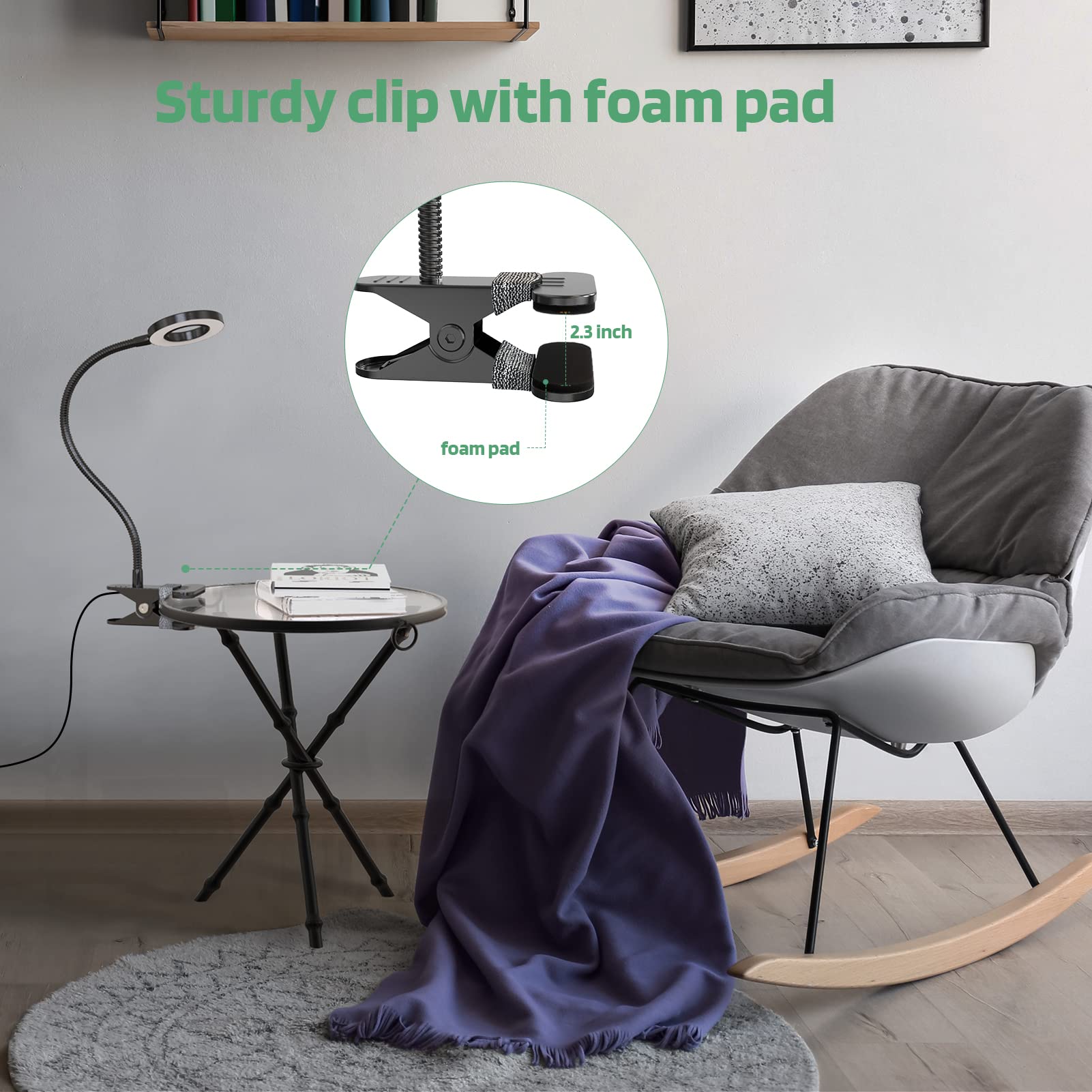 Glorious-Lite LED Clip On Reading Light - 36 LED Book Light with 4 Brightness Modes, 360° Adjustable Gooseneck - Eye-Caring Desk Lamp for Bed, Computer, Headboard & Dorm Room (Black) | Perfect for Night Reading, Studying & Office Work