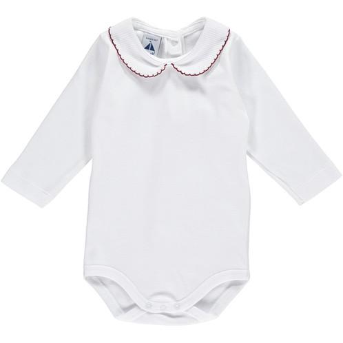 Women's Long Sleeve Peter Pan Collar Bodysuit - Vintage Inspired Stretch Cotton Blouse Top for Casual Wear & Layering