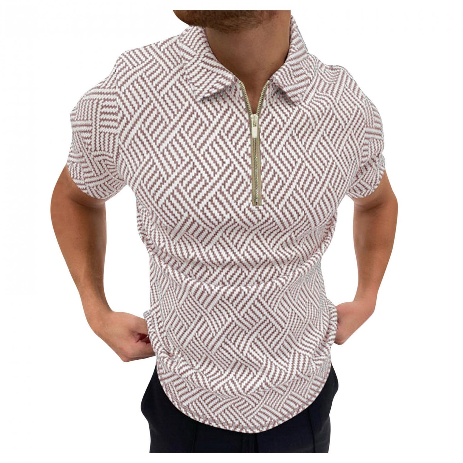 Men's Classic Pique Slim Fit Short Sleeve Polo Shirt - Casual Collared Zipper Golf T-Shirt for Men | Breathable Comfort for Golf, Work & Everyday Wear
