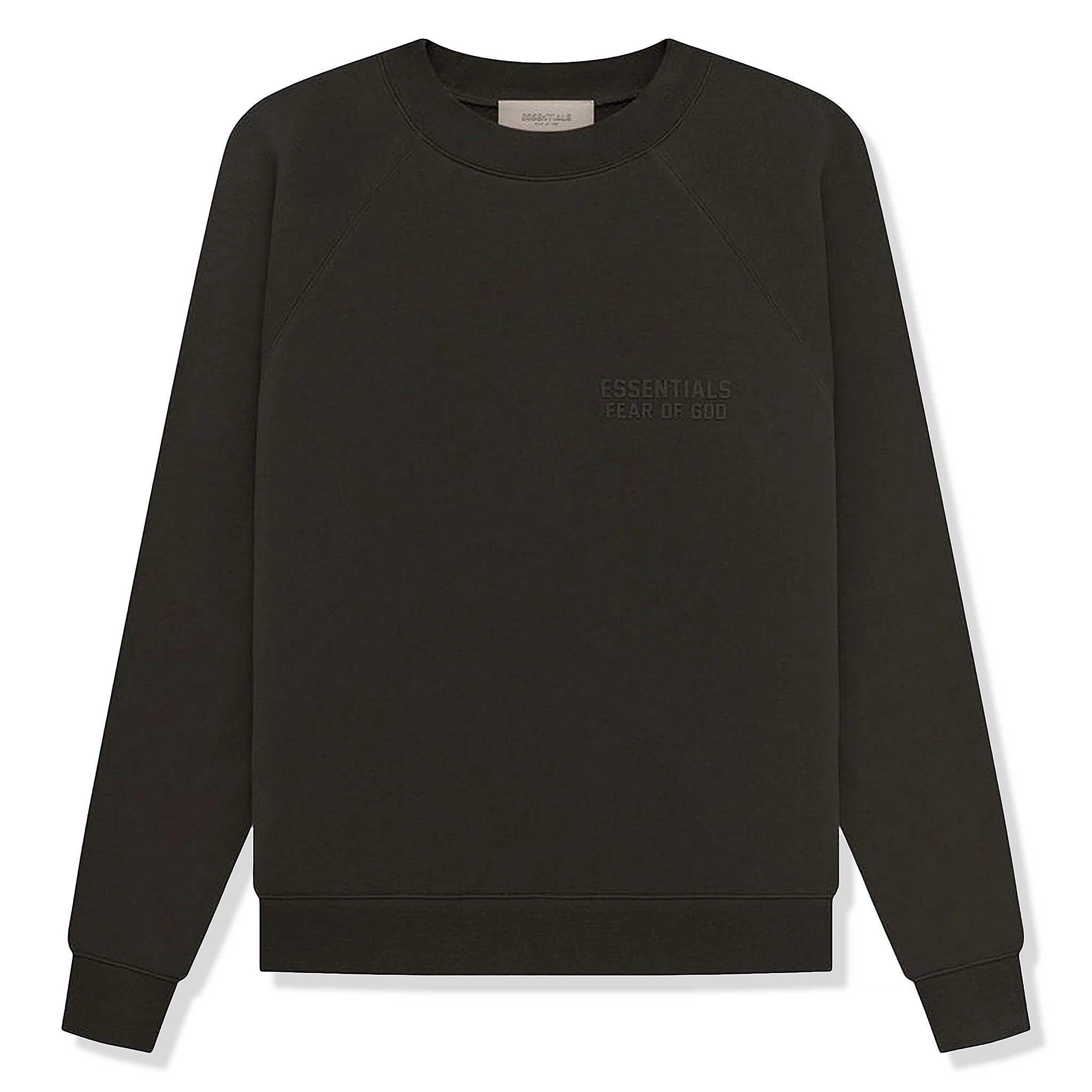 Fear Of God Essentials Off Black Sweatshirt (SS23) | Men's Casual Pullover Hoodie | Streetwear Fashion for Everyday Wear & Lounge Comfort
