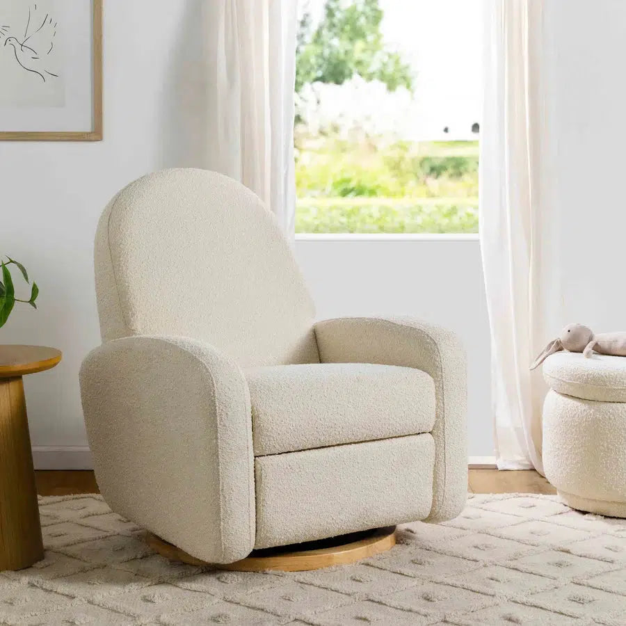 Babyletto Nami Electronic Glider & Recliner Chair - Luxe Ivory Boucle Fabric with Light Wood Base - Perfect for Nursery, Breastfeeding & Baby Comfort