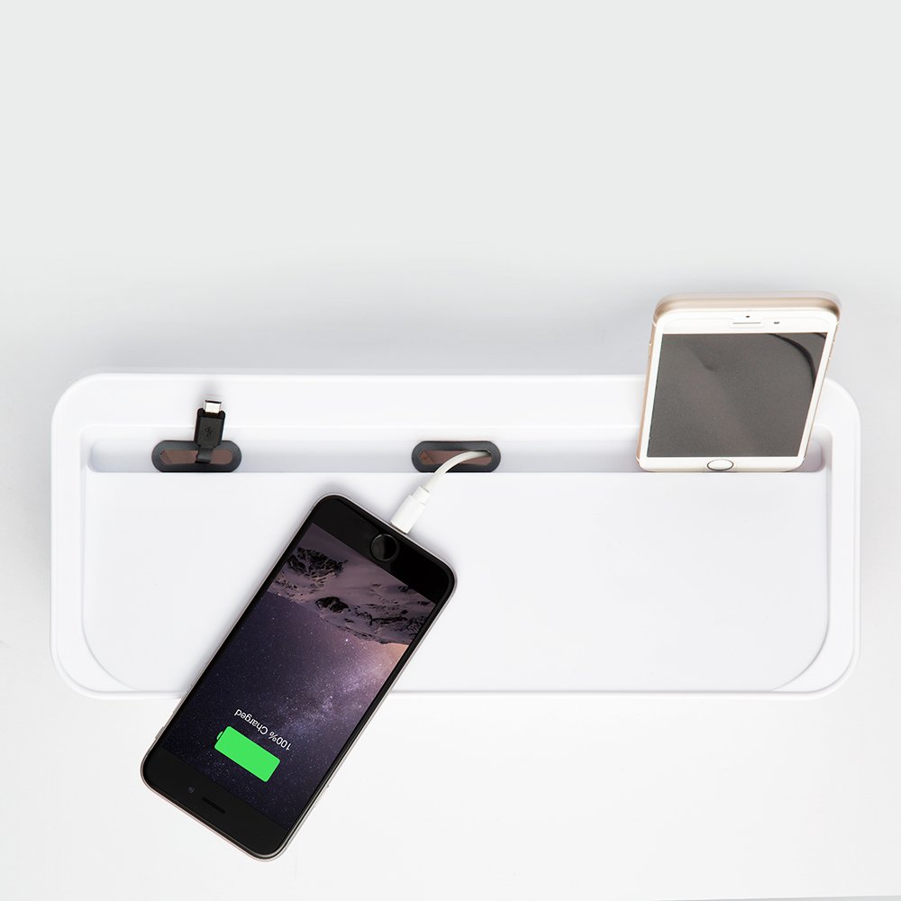 In-Box Desktop Mobile Charging Station & Power Strip Organizing Box - White | Multi-Device Charging Hub for Home, Office & Travel | Cord Management Solution for Phones, Tablets & Laptops