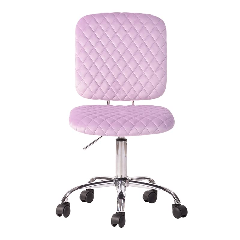 Luxury Pink Velvet Office Chair with Metal Base - Ergonomic Secretary Desk Chair for Home & Office Workspace