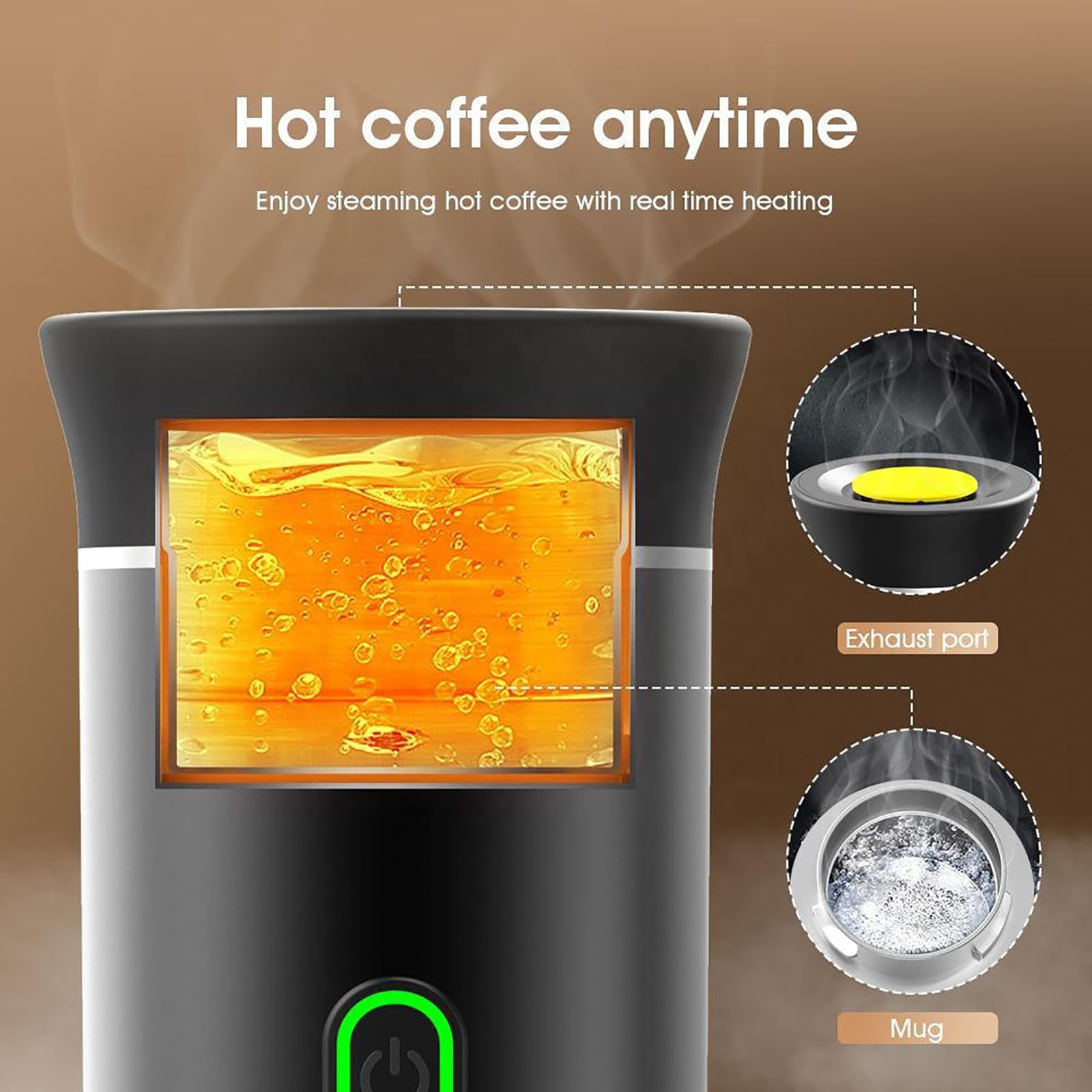 Esprova Portable Espresso Machine - Self Heating Coffee Maker for Ground Coffee | Compact Travel Coffee Maker for Camping, Hiking, RV, Office & Outdoor Adventures (Silver) | Perfect for Home, Travel & Gifts
