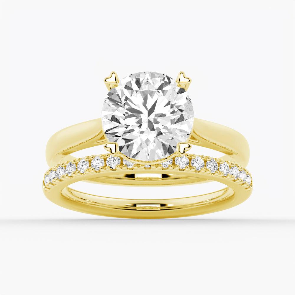 Secret Solitaire Round Moissanite Engagement Ring - 1.5ct Halo Diamond Wedding Band for Women, 14K White Gold Promise Ring for Her | Perfect Proposal Gift, Anniversary & Valentine's Day Jewelry