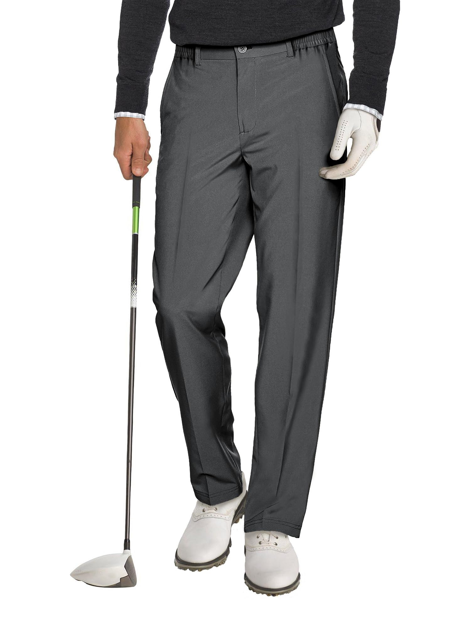 Comdecevis Men's Slim Fit Stretch Dress Pants - Business Casual & Golf Pants with Expandable Waistband | Perfect for Office, Weddings & Outdoor Activities