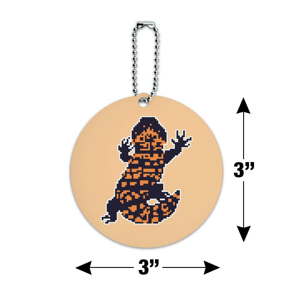 Gila Monster Pixel Lizard Round Luggage ID Tag - Durable Suitcase & Carry-On Identification Card - Perfect for Travel, Backpacks, and Kids' School Bags