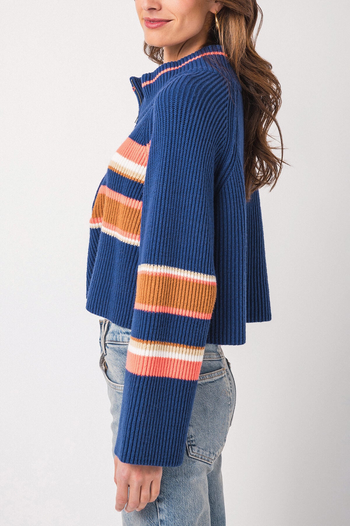 Free People Striped Greta Half Zip Sweatshirt - Women's Casual Pullover for Fall & Winter | Perfect for Layering, Lounging & Outdoor Activities