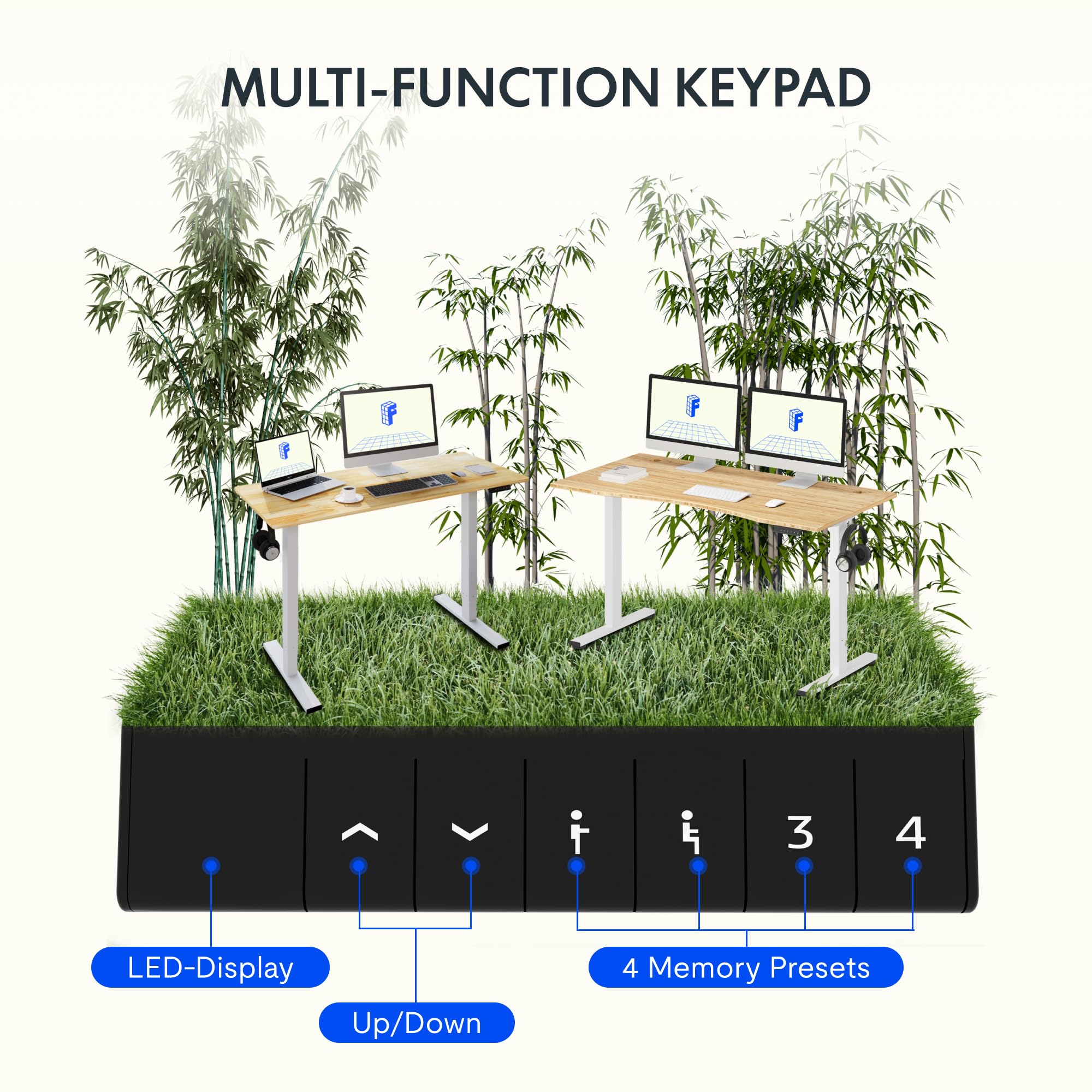 Flexispot Electric Height Adjustable Standing Desk - 55 x 28 Inches Bamboo Desktop, Ergonomic Sit Stand Workstation for Home Office (White Frame & Rectangular Top) | Perfect for Remote Work, Gaming & Study Setup