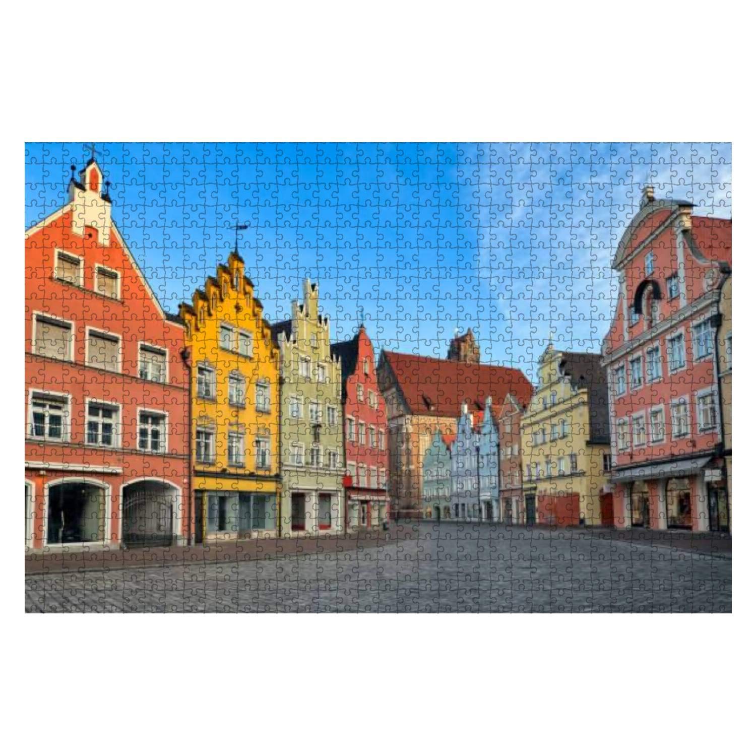 1000-Piece Medieval Gothic Houses Jigsaw Puzzle - Old Bavarian Town Landscape by Munich, Large Piece Wooden Puzzle for Adults & Kids, Educational Toy & Home Decor | Perfect for Family Game Night, Creative Learning & Living Room Wall Art