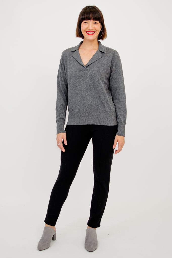 Astrid Women's Cotton Sweater in Graphite - Soft & Comfortable Pullover for Casual Wear, Office & Fall Outfits