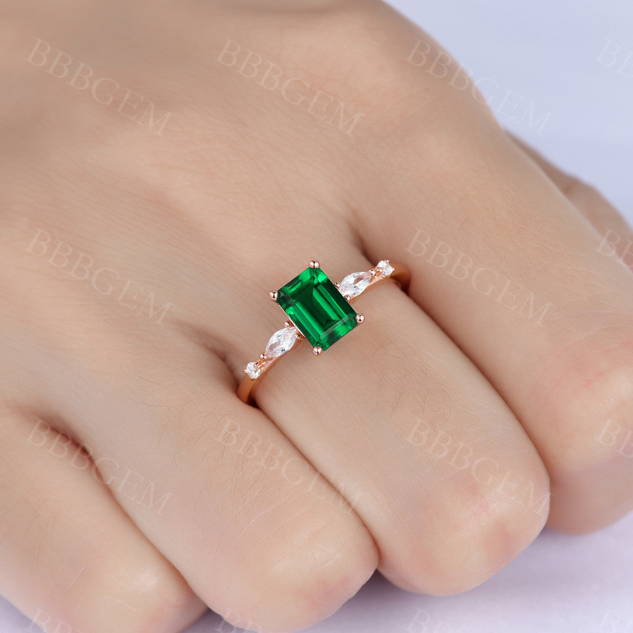 1CT Emerald Cut Lab-Created Moissanite Ring in Rose Gold – Perfect for Engagement, Wedding, Anniversary & Everyday Elegance