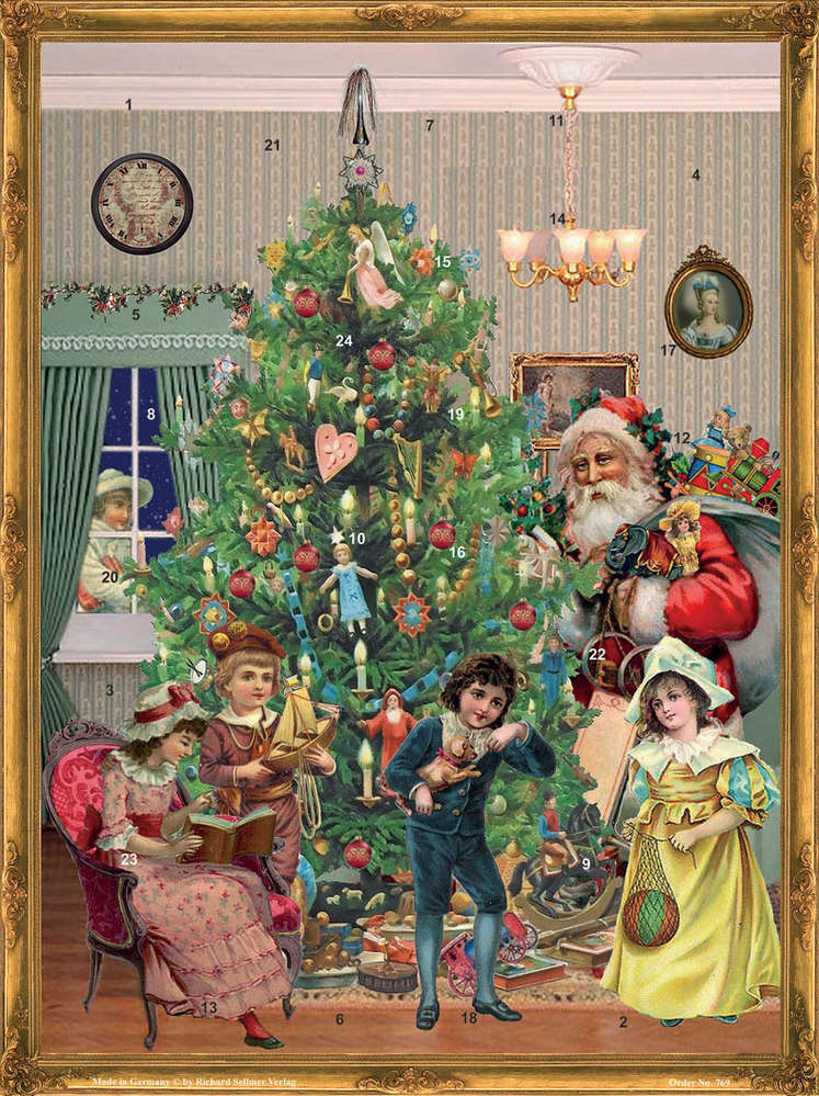 Large Traditional German Advent Calendars - Old World Victorian Style Christmas Countdown Calendar for Kids & Adults | Perfect for Holiday Decor, Gift Giving & Family Traditions