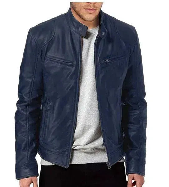 Slim Fit Men's Leather Jacket - Premium Genuine Leather Motorcycle Biker Jacket for Men - Stylish & Comfortable for Casual Wear, Riding & Outdoor Activities