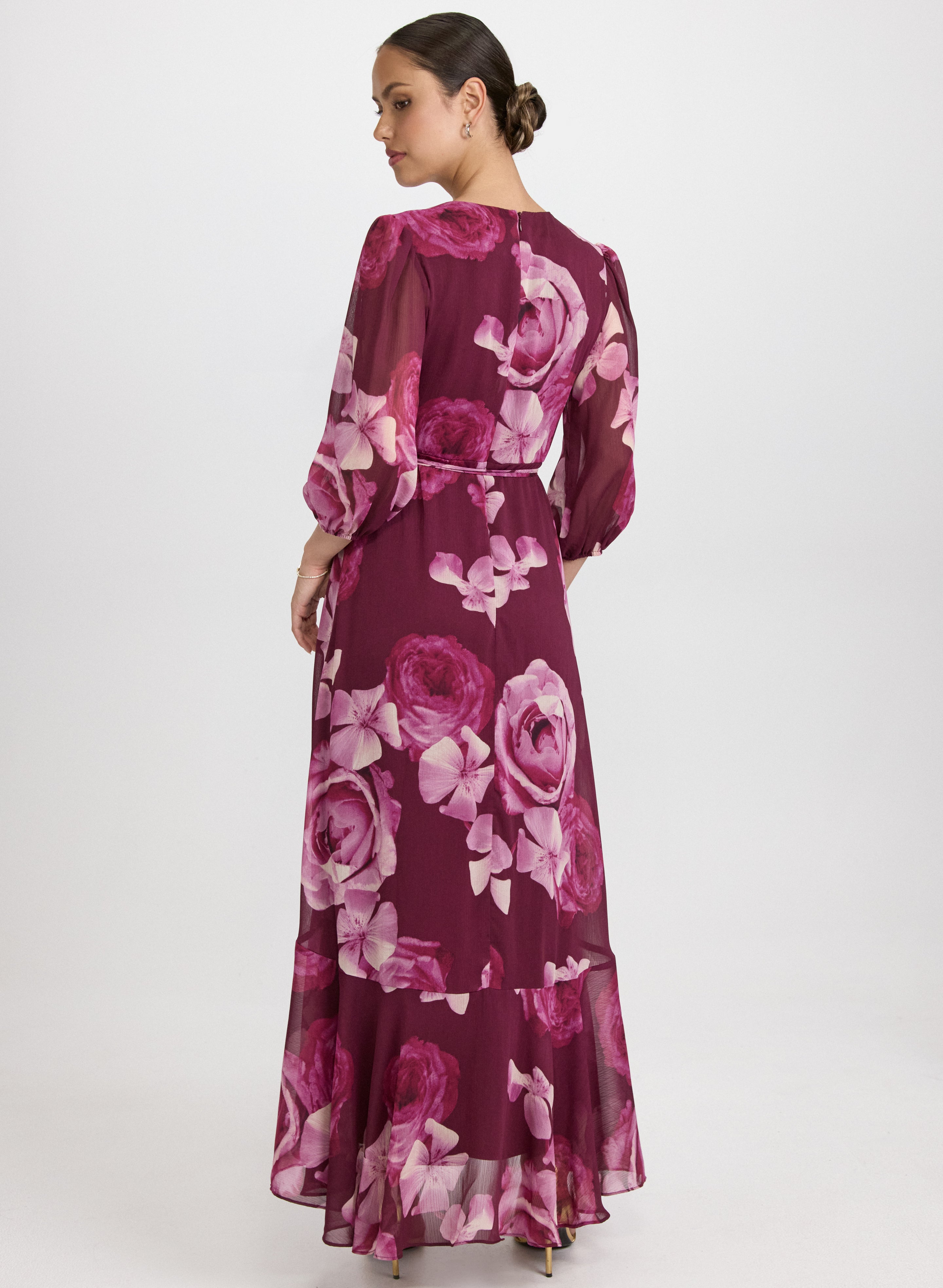 Elegant Floral Chiffon Dress for Women - Summer Casual & Party Wear - Lightweight & Breathable Fabric for Outdoor Events & Date Nights