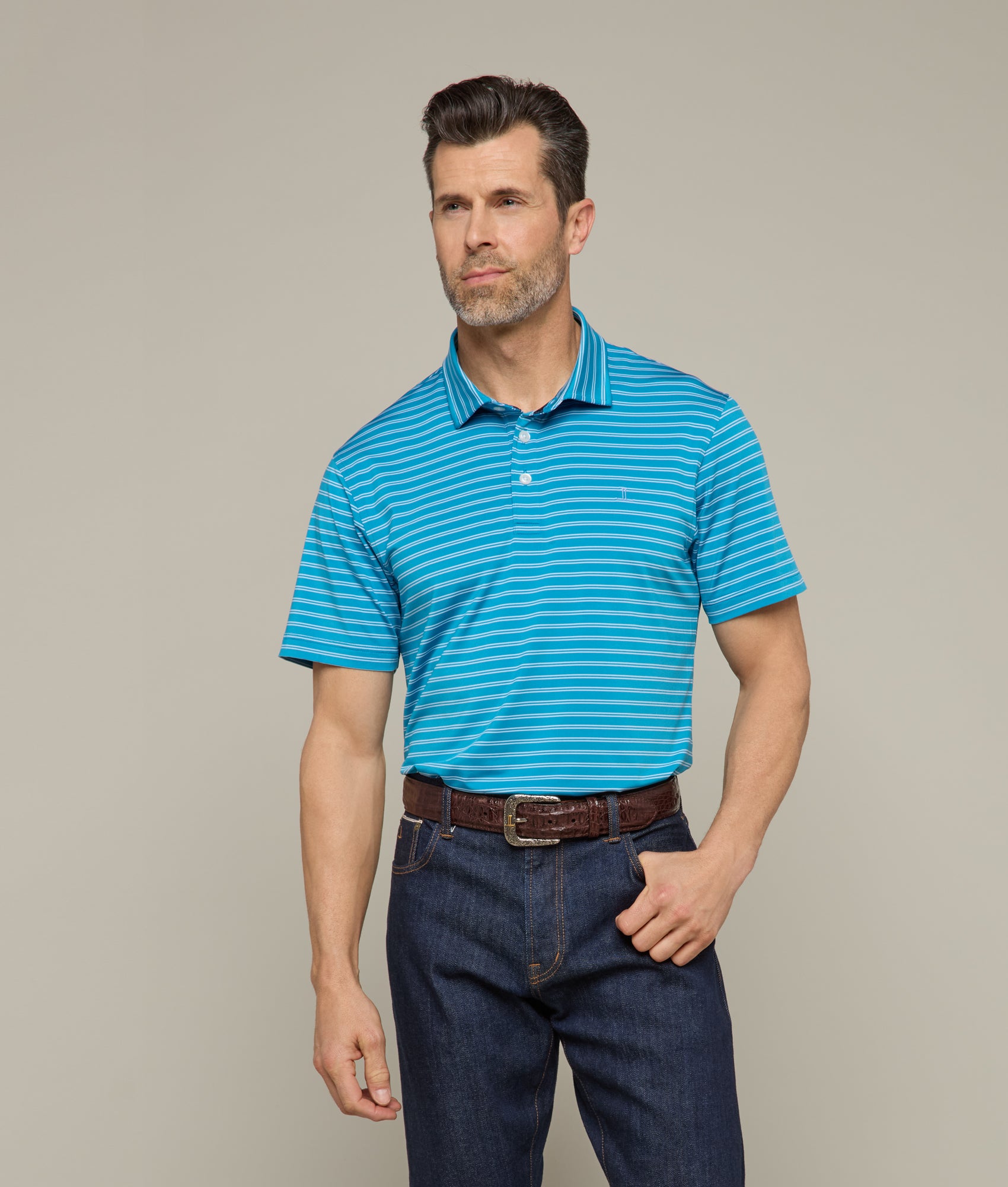Lucchese Men's Golf Polo Shirt in Teal - Moisture-Wicking & Breathable for Comfort on the Course | Perfect for Golf, Casual Wear & Outdoor Activities