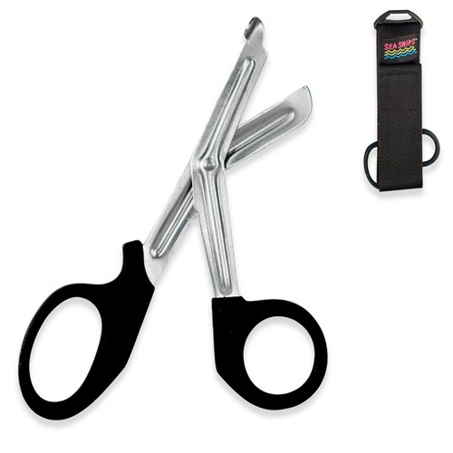 Premium Black Sea Snips Cutting Tool with Holster - Heavy Duty Stainless Steel Shears for Marine, Fishing, and DIY Projects