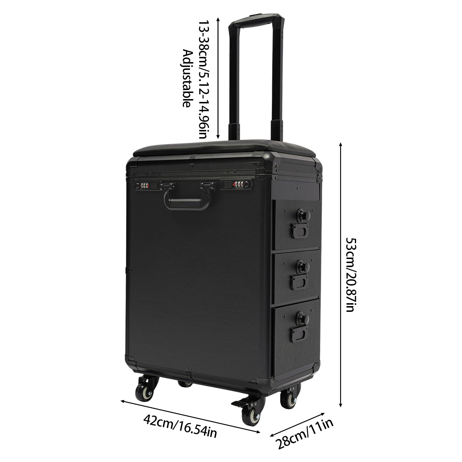 2 in 1 Professional Tattoo & Beauty Salon Workstation - Portable Rolling Makeup Trolley with Lockable Storage, Armrest Stand & Wheels for Manicure, Embroidery, Hairdressing | Perfect for Tattoo Artists, Salon Professionals & Mobile Beauty Services (Metal Construction)