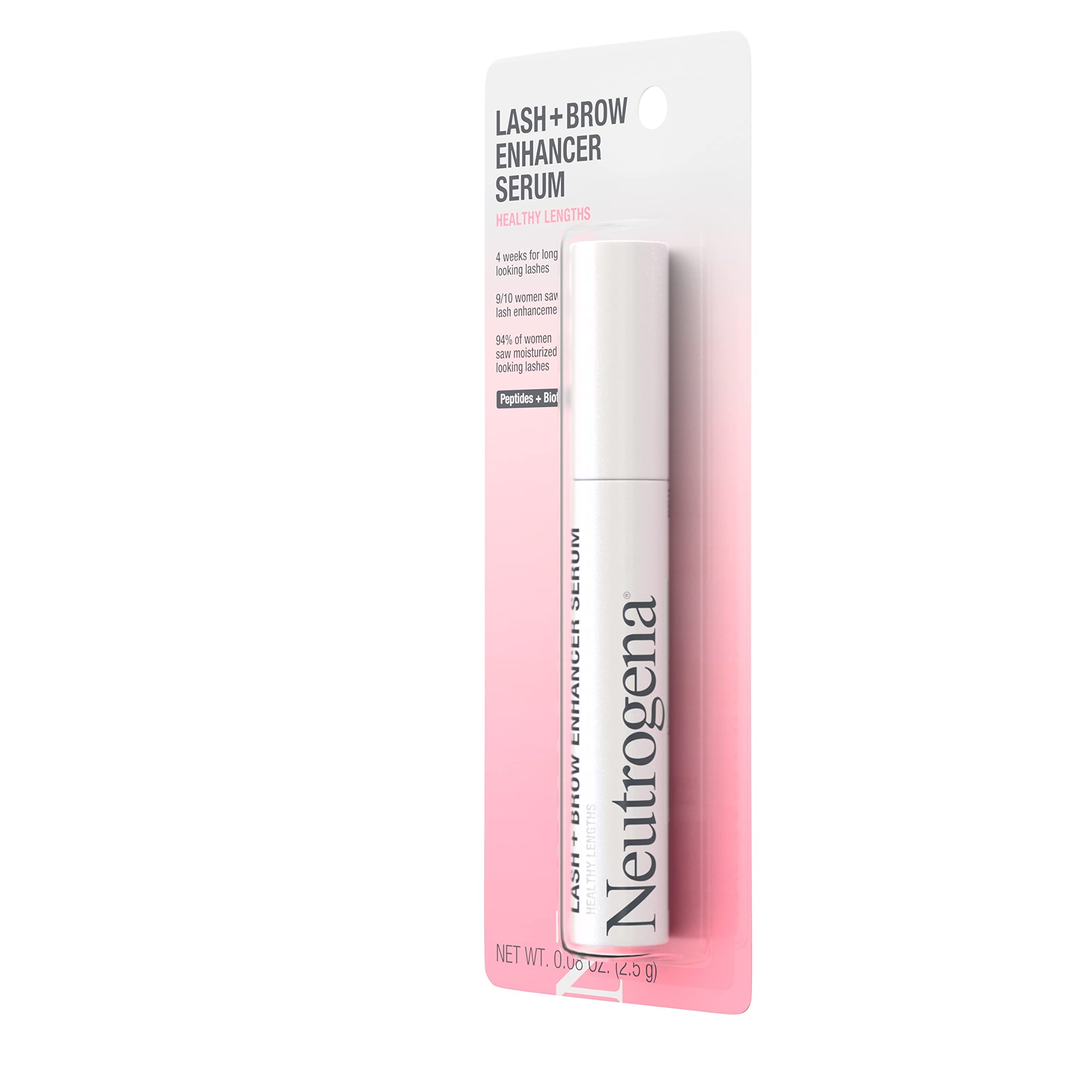 Neutrogena Healthy Lash + Brow Enhancer Serum with Biotin & Peptides - Nourishing & Conditioning Treatment for Thicker Lashes & Eyebrows - 0.08 oz - Perfect for Daily Use to Boost Lash & Brow Growth Naturally