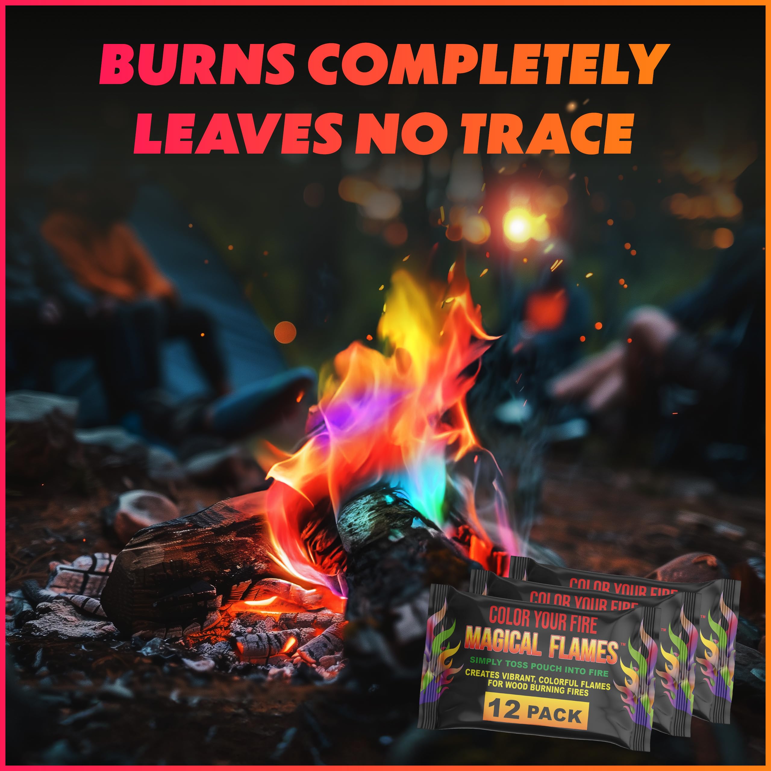 Magical Flames Fire Color Changing Packets - 12 Pack | Fire Pit & Camping Accessories | Enhance Campfire Experience for Backyard, Beach & Outdoor Gatherings