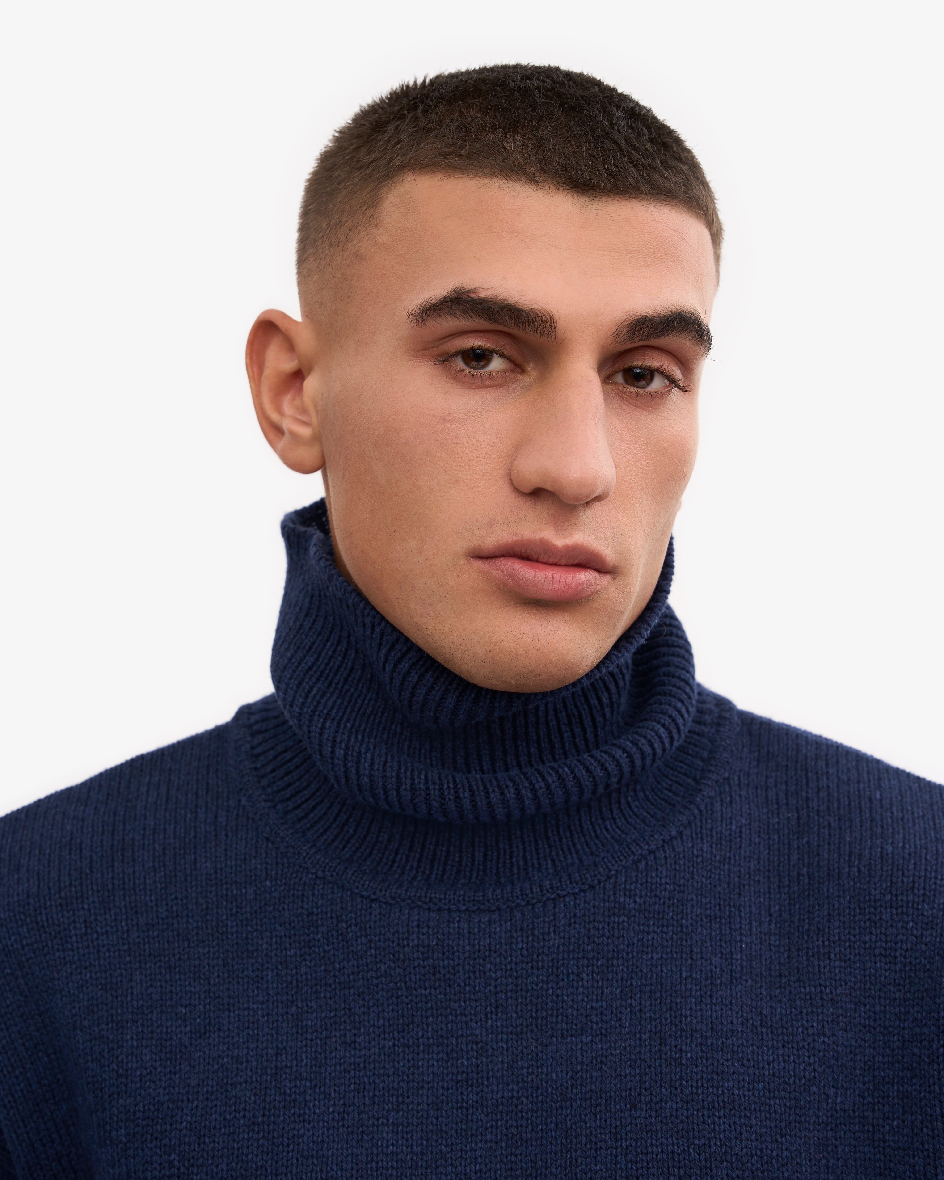 Premium Merino Wool Turtleneck Sweater for Women - Soft Warm Winter Pullover in Navy Blue - Perfect for Office, Travel & Cold Weather Outfits