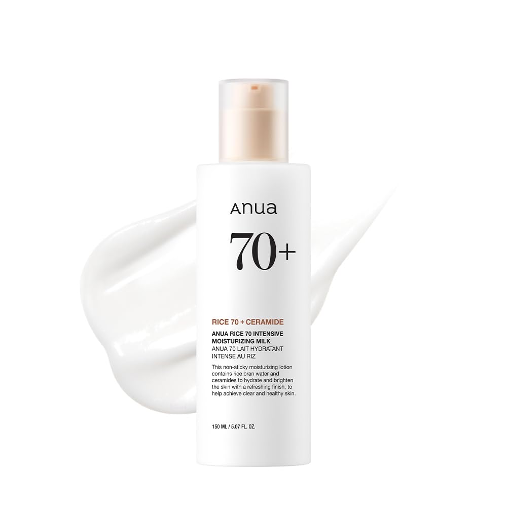 ANUA Rice 70 Intensive Moisturizing Milk - Korean Skincare with Rice Water, Niacinamide & Ceramides for Deep Hydration, Nourishment & Glass Skin | Lightweight Face Lotion (150ml/5.07 fl.oz) | Perfect for Dry Skin, Night Routine & Achieving Dewy Glow