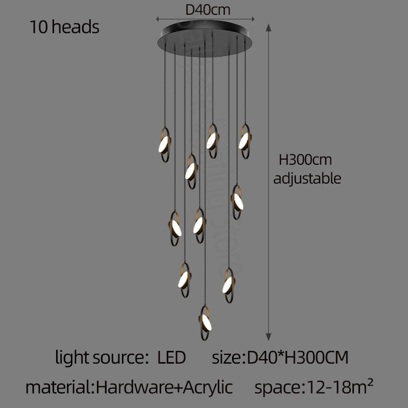 Elegant Oval Ring Pendant Chandelier - Modern Crystal Lighting Fixture for Dining Room, Living Room & Bedroom Decor