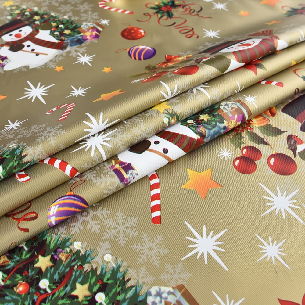 Premium Gold Vinyl Christmas Tablecloth 54