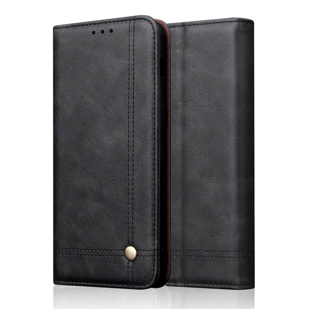 iPhone 11 Pro Max Case - Premium PU Leather Flip Stand Wallet Cover with Card Slots & Shockproof Protection | Retro Crazy Horse Design | Perfect for Daily Use, Travel & Business Meetings