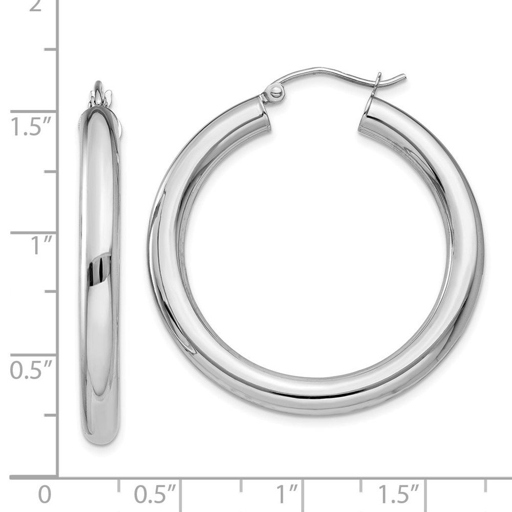10K White Gold Polished 4mm Tube Hoop Earrings for Women - Classic Dainty Everyday Jewelry - Perfect for Work, Date Night & Special Occasions
