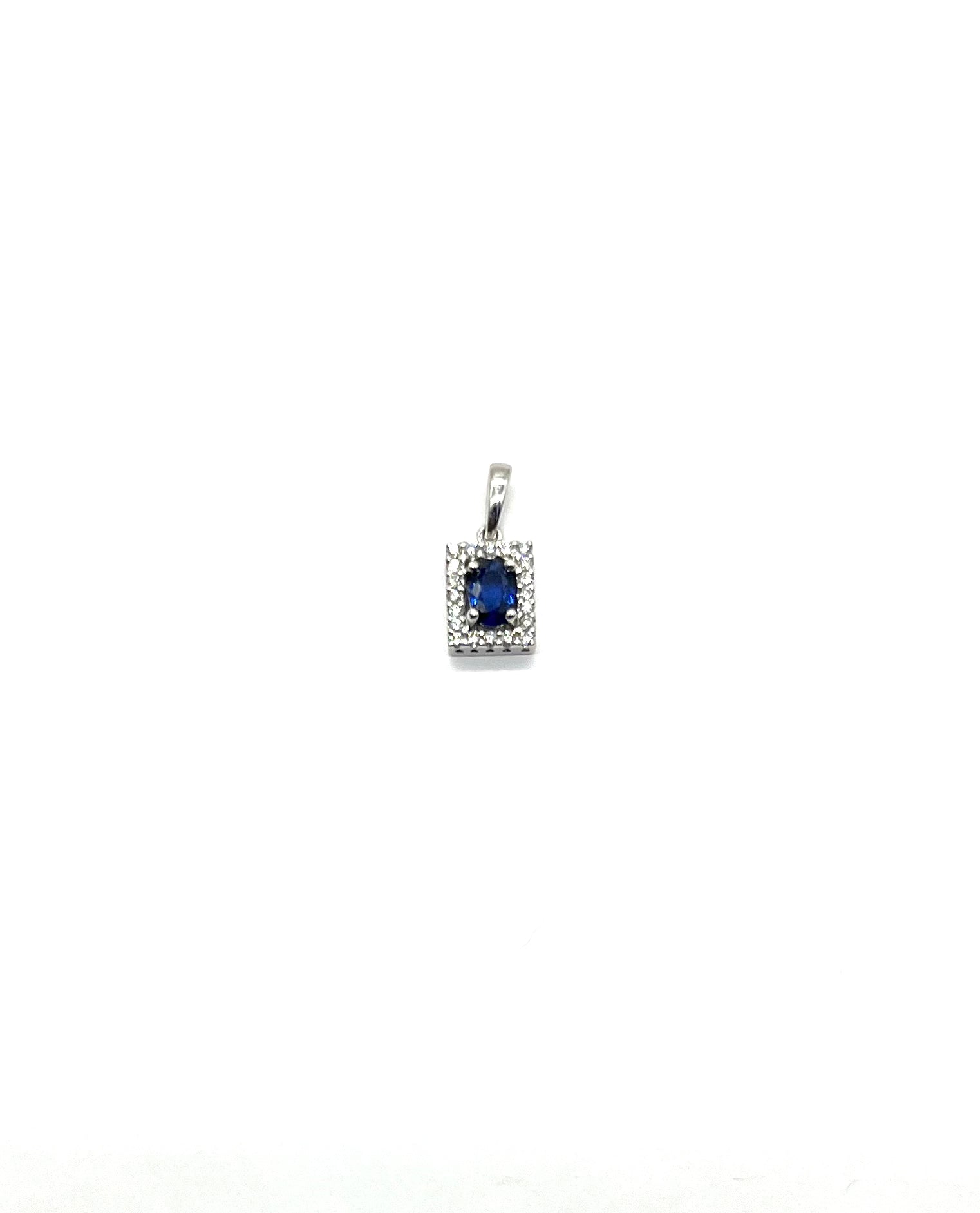 14K White Gold Sapphire and Diamond Halo Pendant Necklace for Women - Elegant Jewelry Gift for Anniversary, Birthday & Special Occasions