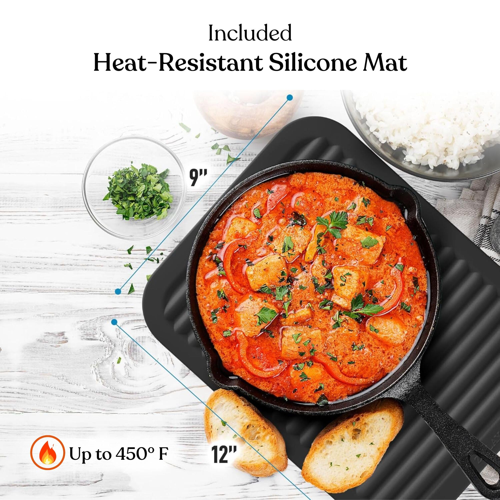 TOMO Cast Iron Shrimp Grill Pan - Heavy Duty Skillet for BBQ, Seafood & Vegetables - Perfect for Grilling, Roasting & Searing - Indoor & Outdoor Cooking