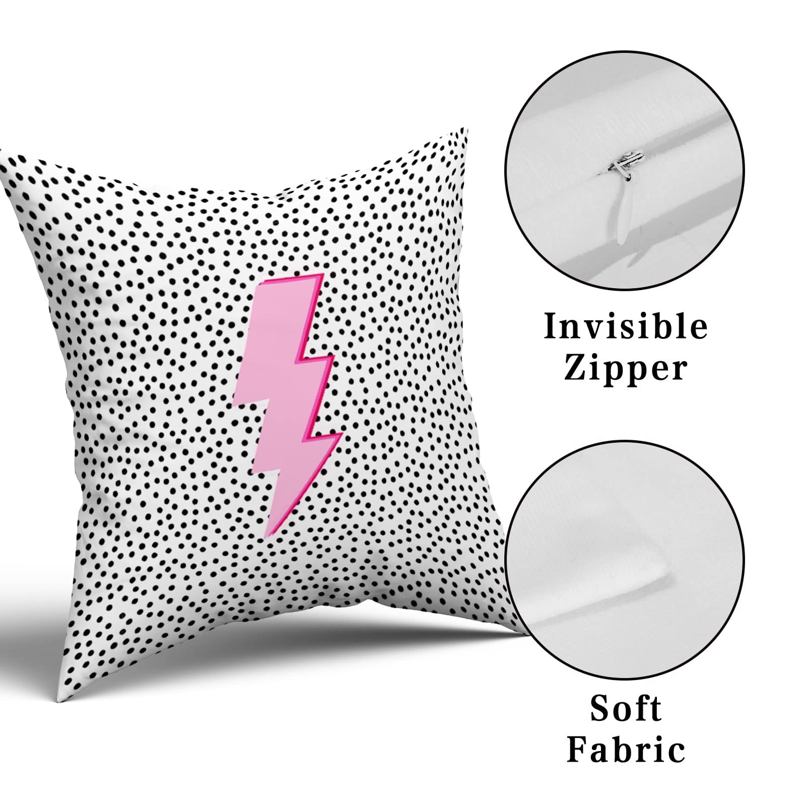 Kawani Preppy Pink Polka Dot Pillow Covers 18x18 Inch - Set of 2 Decorative Couch Pillow Cases with Zipper for Girls Dorm, College Bedroom & Aesthetic Room Decor | Perfect for Cozy Reading Nooks, Living Room Accents & Teen Bedroom Styling