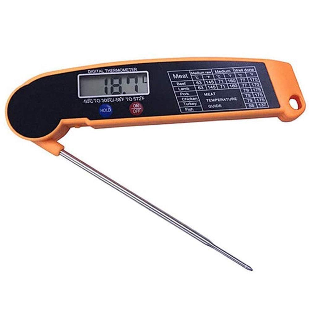 Ultra Fast Instant Read Digital Meat Thermometer - Waterproof Food Thermometer for Grilling, BBQ, Baking, Candy & Liquids | Perfect for Kitchen, Outdoor Cooking & Home Use (Yellow)