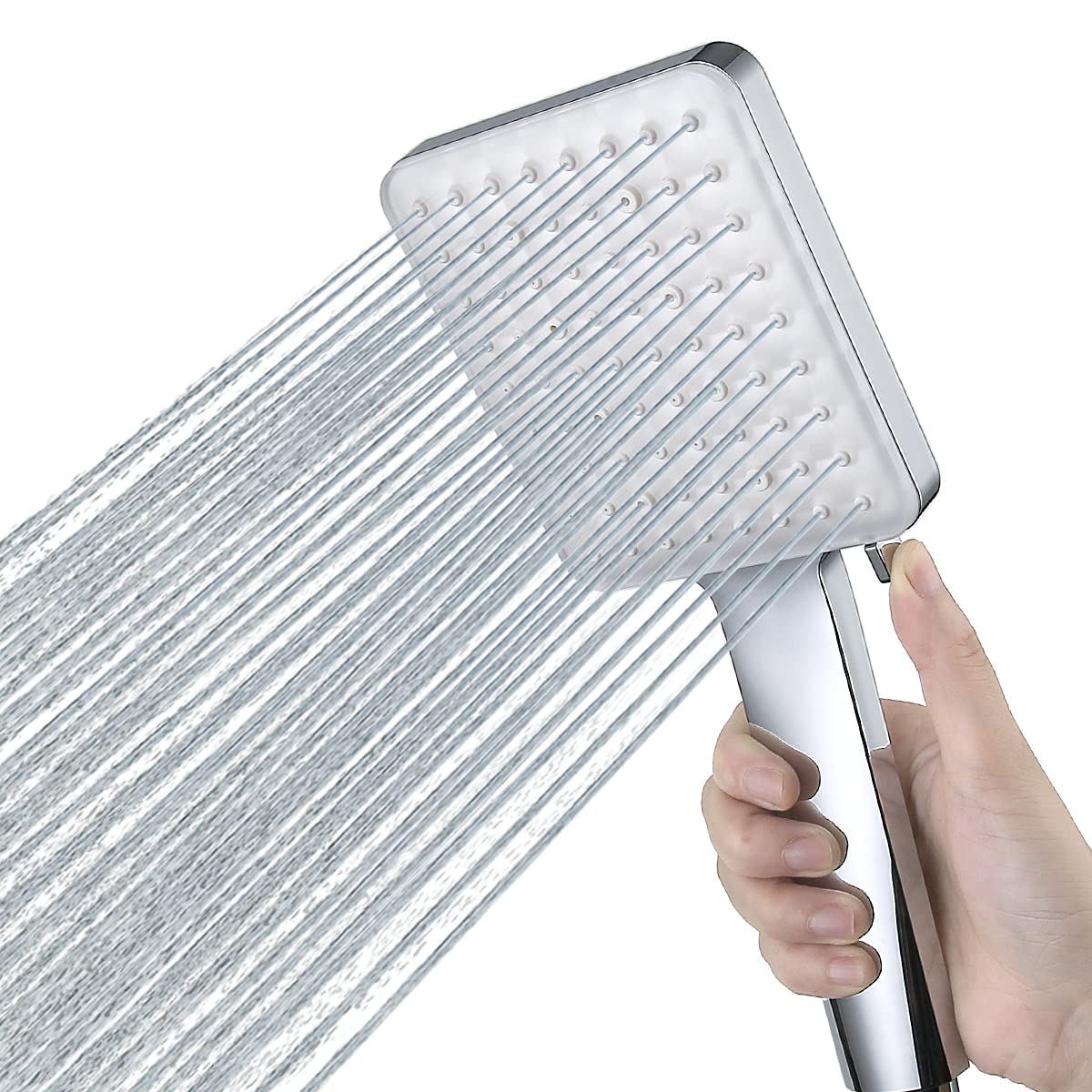 Newentor High Pressure Shower Head with 6 Spray Modes - Adjustable Square Bath Showerhead for Powerful Rainfall & Massage Experience | Perfect for Home, Spa, and RV Use
