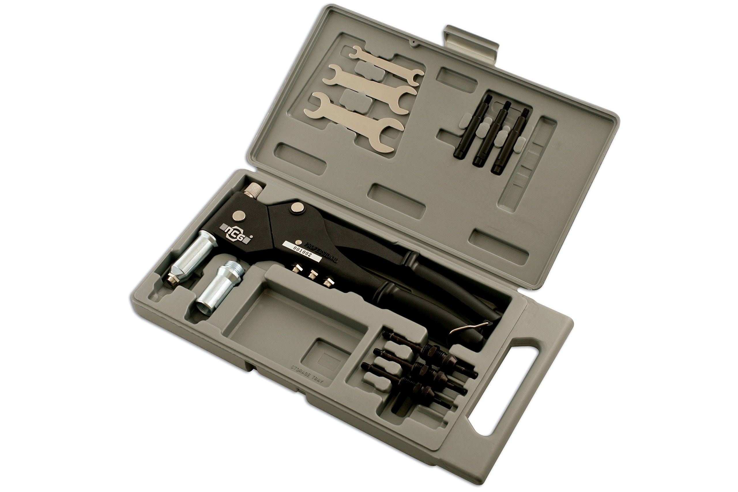 Laser 3713 Heavy Duty Riveter Set with Swivel Head - Professional Hand Rivet Gun Kit for Metal, Plastic & Leather - Perfect for DIY, Automotive & Home Repairs