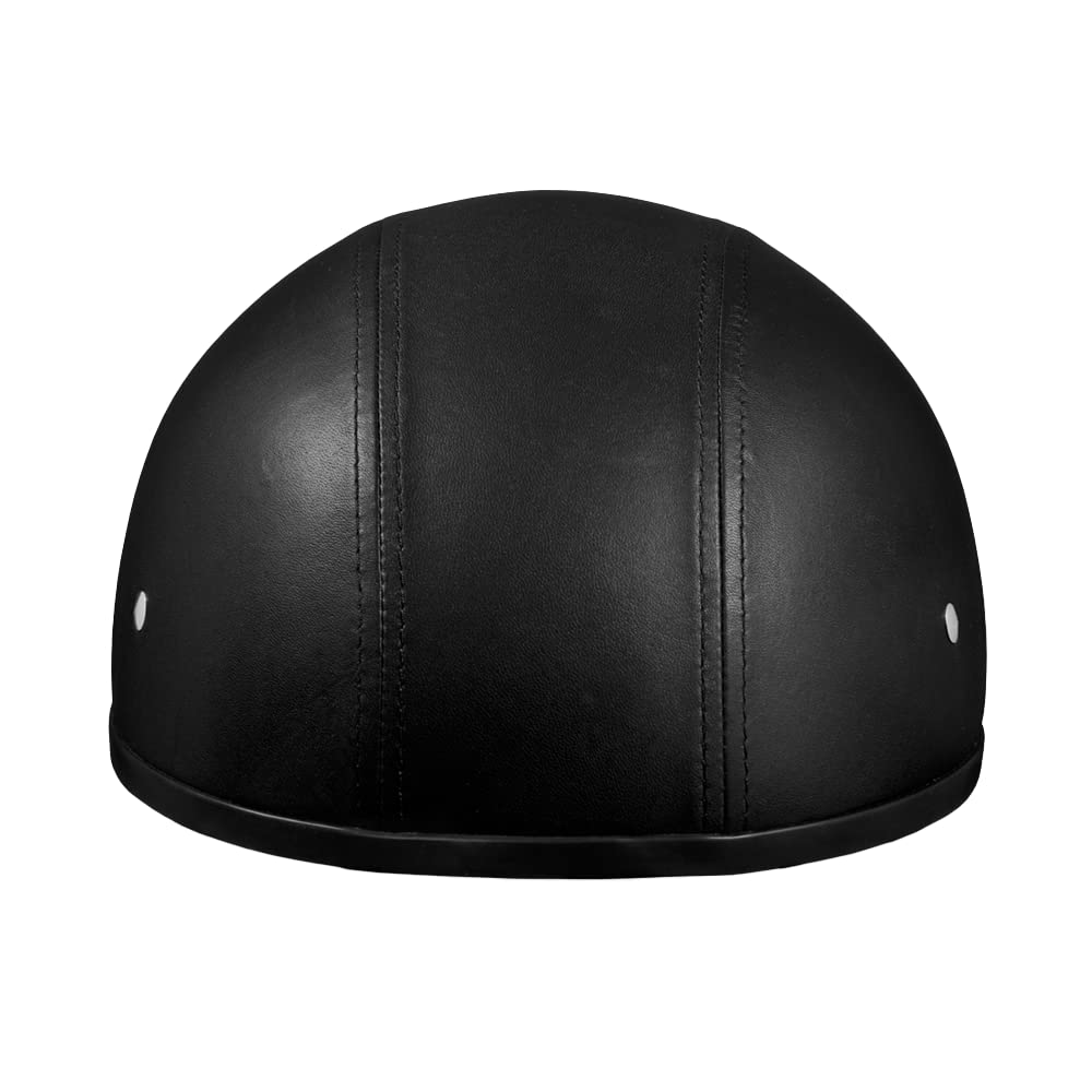 Daytona Half Skull Cap Motorcycle Helmet - DOT Approved Leather Design for Safety & Style | Perfect for Cruiser Riders & Urban Commuting
