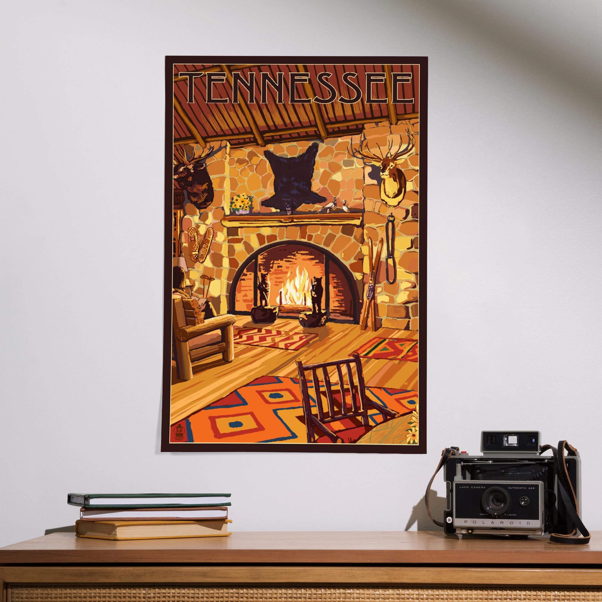 Lantern Press 16x24 Inch Giclee Art Print - Cozy Tennessee Lodge Interior Wall Decor - Perfect for Living Room, Bedroom & Cabin Aesthetic