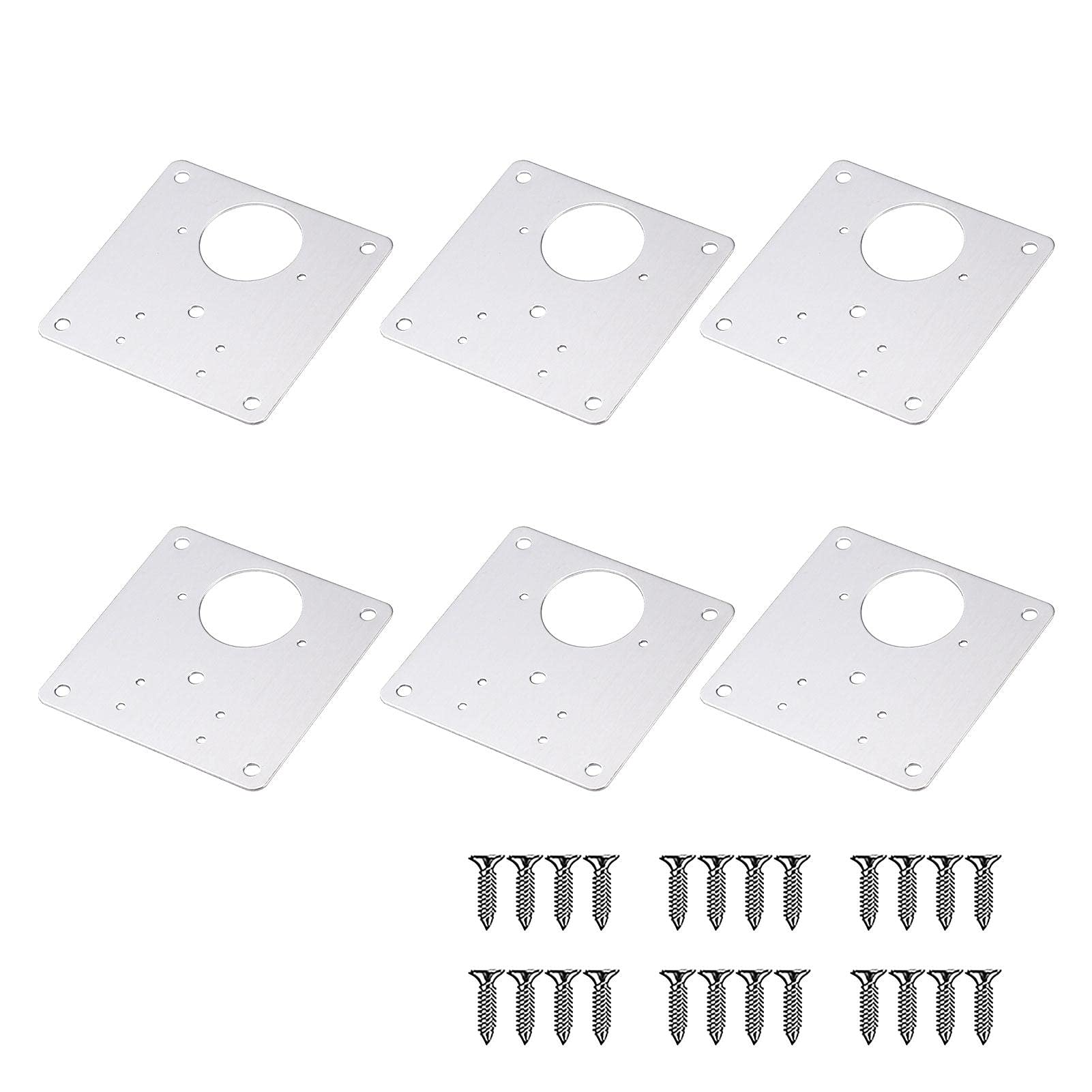 6-Piece Cabinet Hinge Repair Plate Kit with 24 Screws - Silver Hinge Repair Brackets for Cabinet Doors & Drawers - Easy DIY Cabinet Hardware Fix for Kitchen & Bathroom Renovation