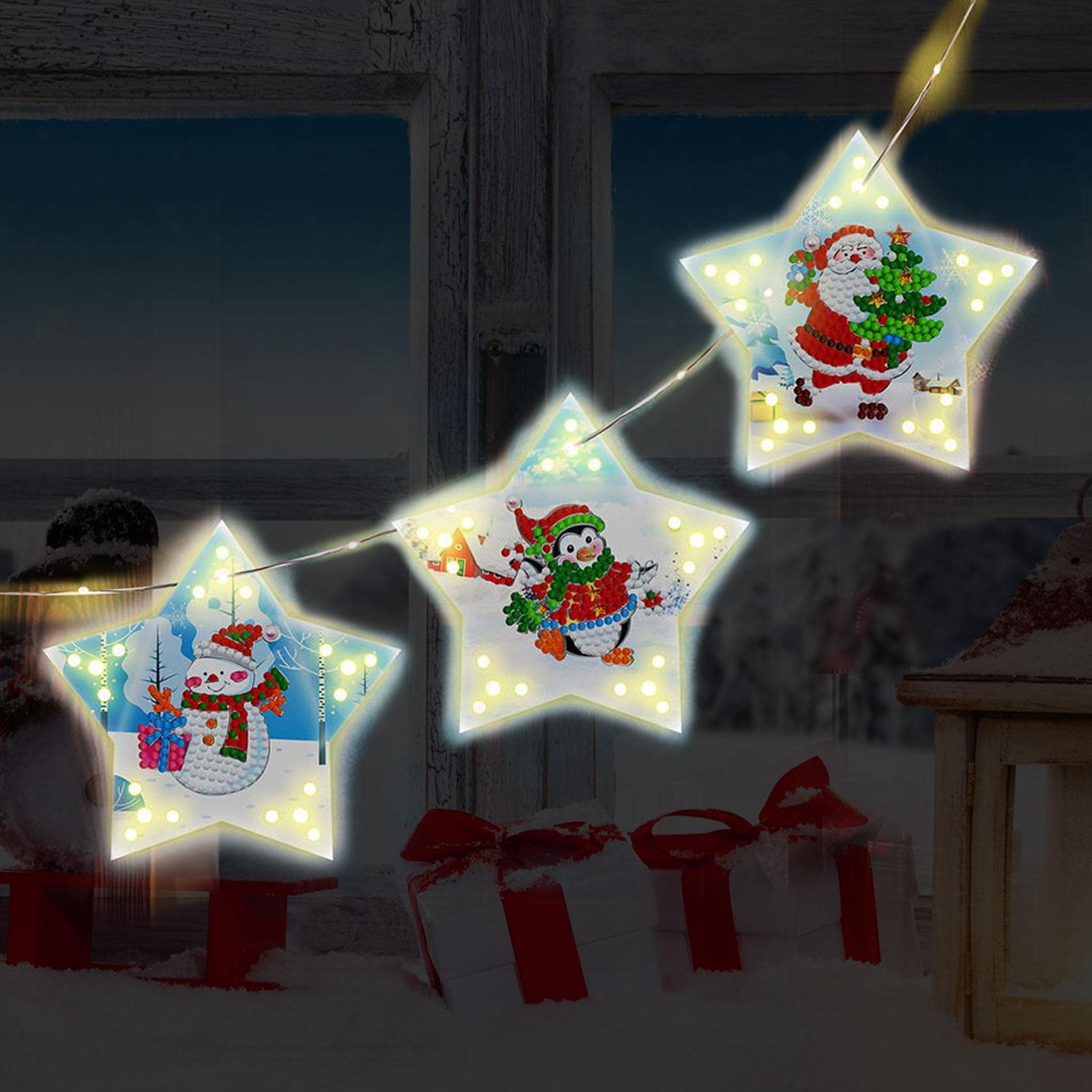 Diamond Painting Fairy Lights LED Card Lamp - DIY Night Lights for Christmas Tree Decor, Home, Party & Wedding Decoration