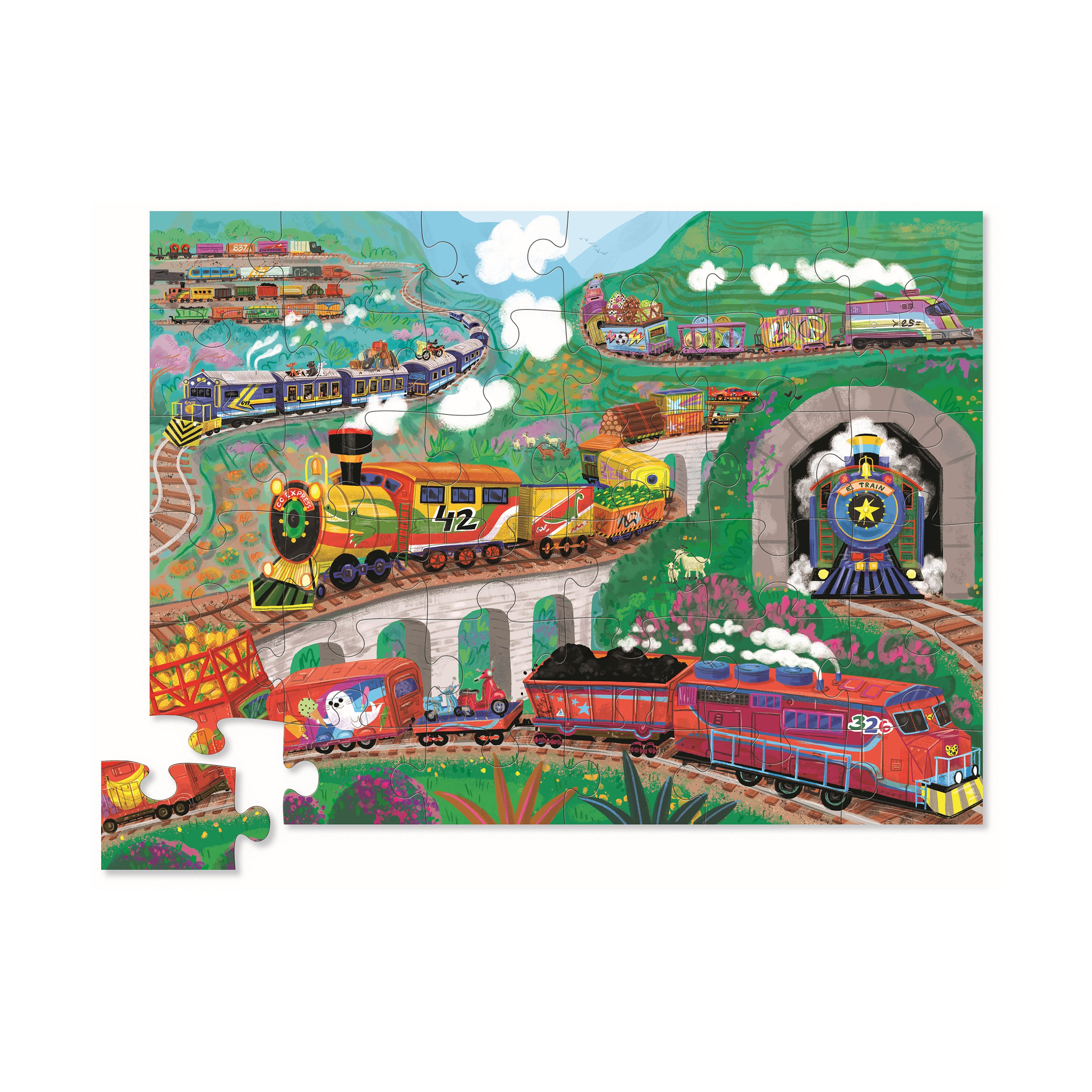 All Aboard! 36-Piece Vibrant Train Floor Puzzle for Kids - Fun Educational Toy for Toddlers & Preschoolers | Perfect for Playrooms, Classrooms & Birthday Gifts