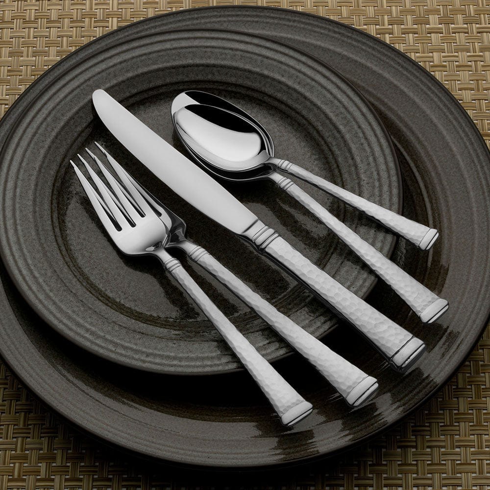 Premium Harmony Hammered 65-Piece Stainless Steel Flatware Set - Service for 12 - Elegant Dining Utensils for Dinner Parties, Weddings & Holiday Gatherings