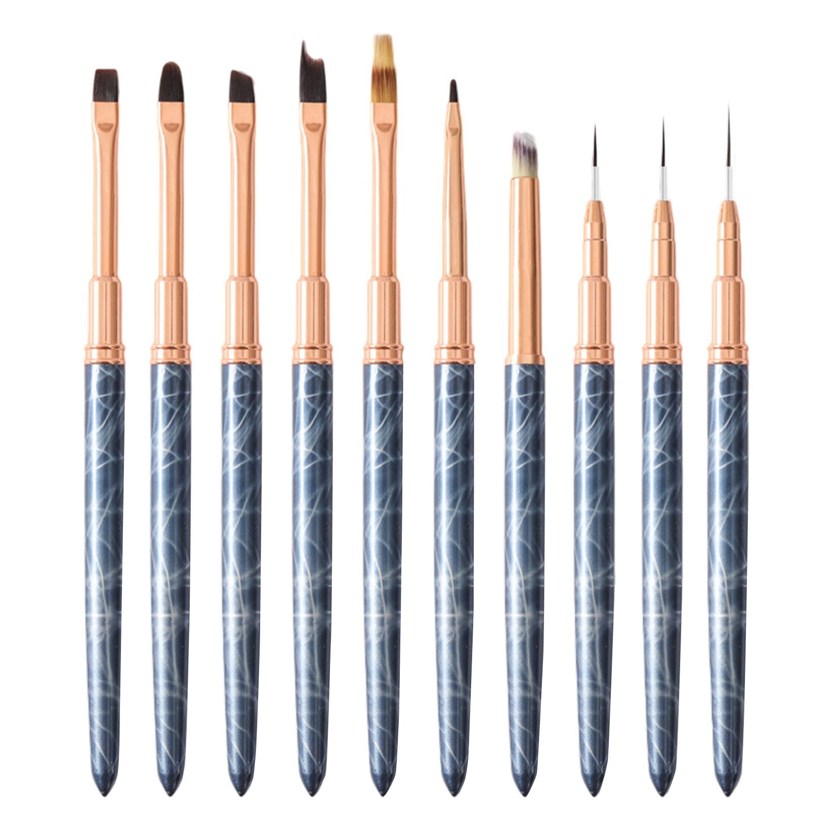 Professional 10-Piece Nail Art Brush Set - Marbling, Line Drawing & Phototherapy Pen for Salon & Home DIY Manicure | Perfect for Gel Polish, Acrylic Nails & Nail Art Designs