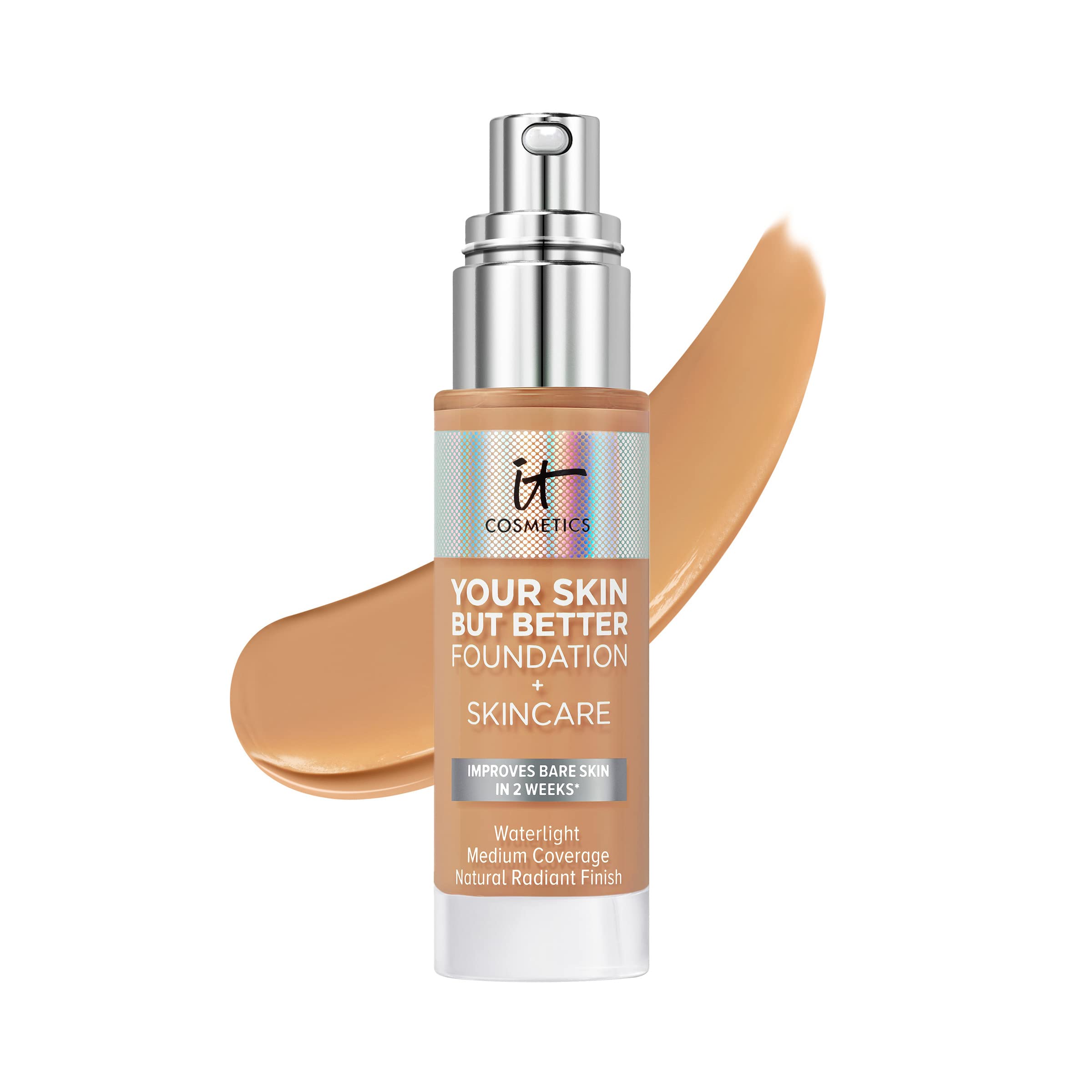 IT Cosmetics Your Skin But Better Foundation + Skincare - Hydrating Medium Buildable Coverage Foundation with Hyaluronic Acid - Minimizes Pores & Imperfections for Natural Radiant Finish - 1.0 fl oz - Perfect for Daily Wear, Special Occasions and Flawless Makeup Looks