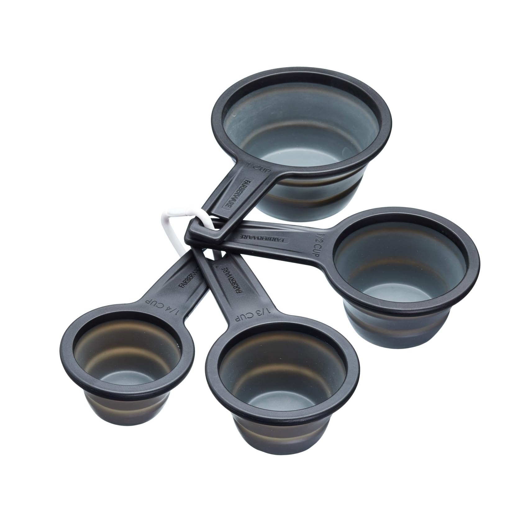 MasterClass KitchenCraft Smart Space Non-Stick Collapsible Measuring Cups Set - 4-Piece Black & Grey for Baking, Cooking & Meal Prep - Space Saving Kitchen Essentials