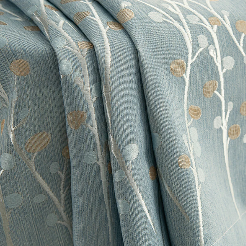 Tinsley Rustic Jacquard Tree Print Blackout Custom Curtains for Living Room & Bedroom - Thermal Insulated Window Drapes for Home Decor