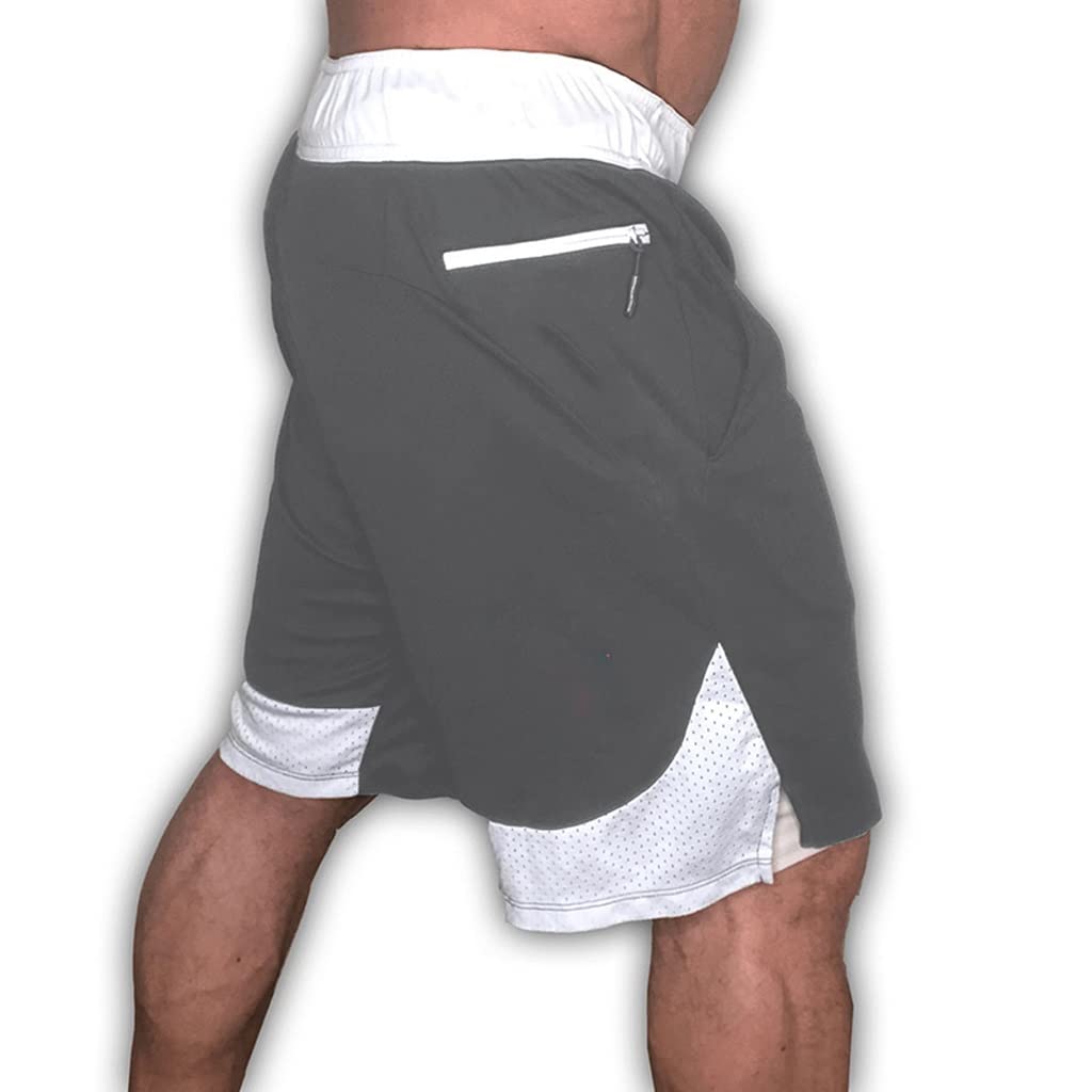 Men's 2-in-1 Running Shorts with Liner - Quick Dry Sports Jogging Shorts for Gym Training & Fitness - Lightweight Breathable Workout Shorts (Color A, Size L) - Perfect for Running, CrossFit & Outdoor Activities