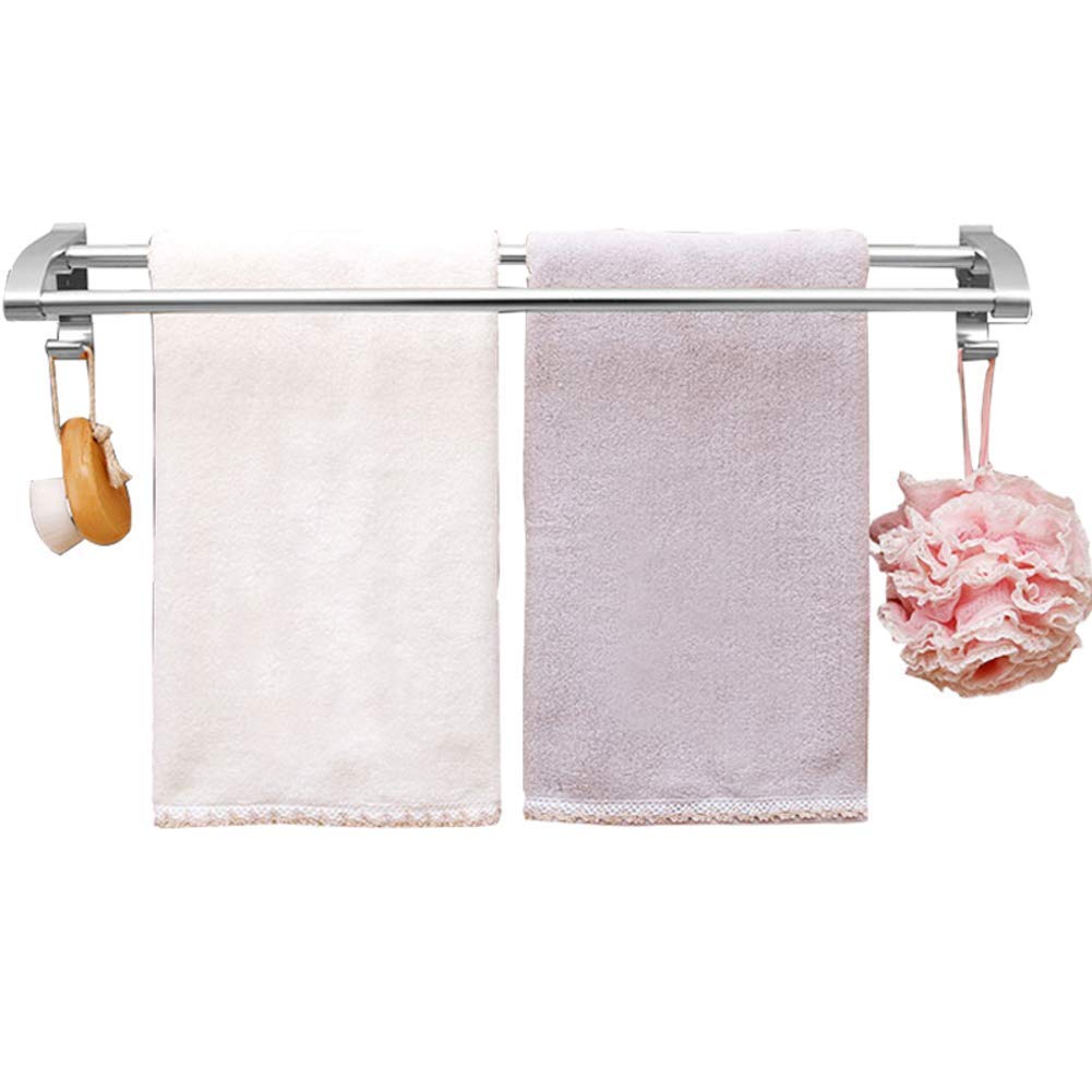 Stainless Steel Wall Mounted Towel Rack - 23 Inch Double Bar Bathroom & Kitchen Organizer with Strong Suction Cups - Space Saving Drying Rack for Towels, Robes & Clothes (Perfect for Small Bathrooms, Apartments & RVs)
