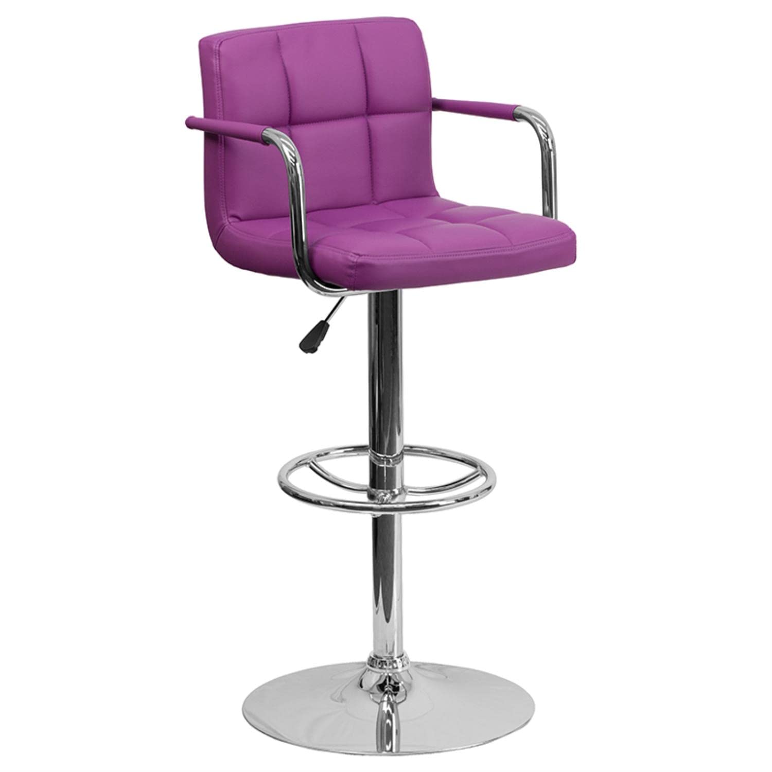 Flash Furniture Adjustable Height Vinyl Bar Stool - 1 Pack, Purple - Perfect for Kitchen Islands, Home Bars & Countertops